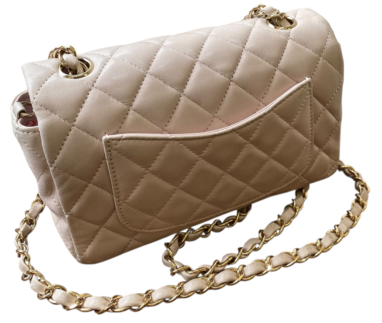 Chanel Light Nude Pink Lambskin Quilted Mini Classic Flap Bag Champagne Hardware
