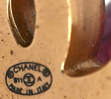 Chanel 11A Byzance Purple CC Gold Drop Earrings