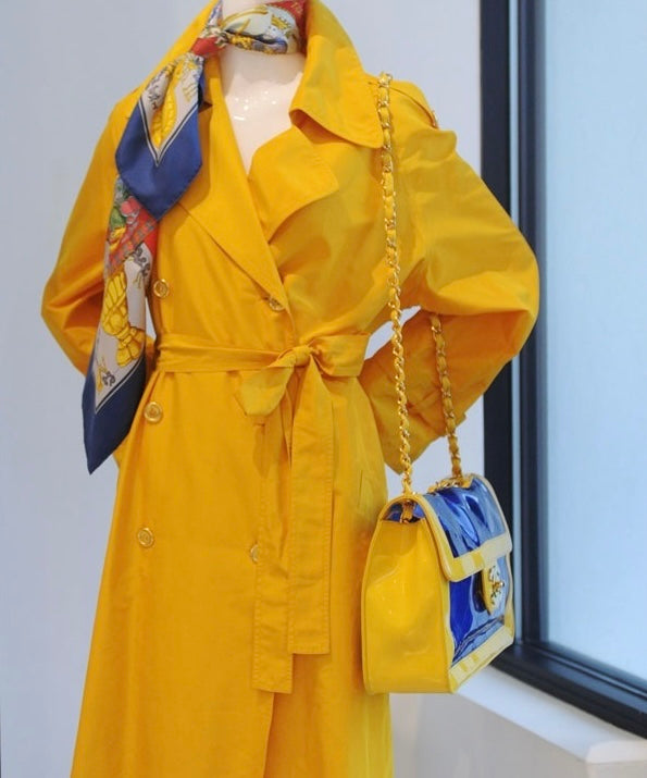 Extremely Rare Gem! 95P Barbie Bicolor Yellow and Blue Vinyl Maxi PVC Patent Flap Bag!