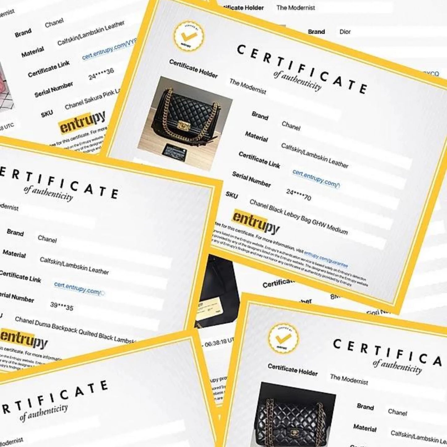Add Entrupy Verification Certificate For A Handbag