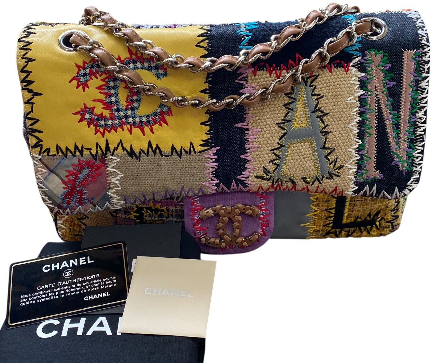 Chanel 2011 Jumbo Patchwork Multicolor Classic Flap Bag