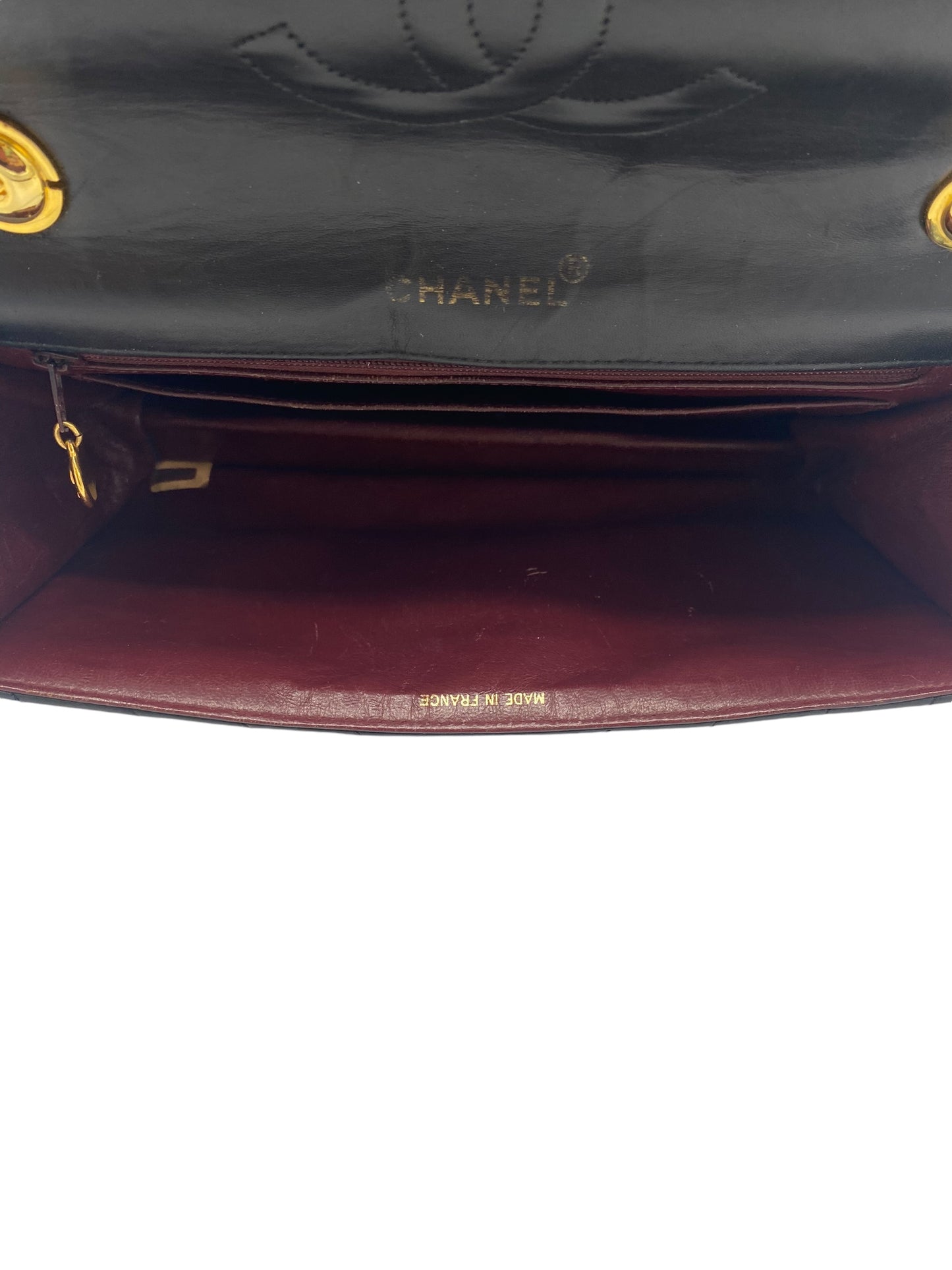 Chanel Vintage 90’s CC Medium Black Chevron Lambskin Crossbody Classic Flap Bag 24K Plated GHW