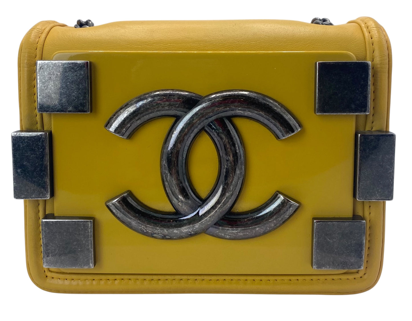Chanel 13A Yellow Lambskin Boy Brick Lego Plexiglass Flap Bag