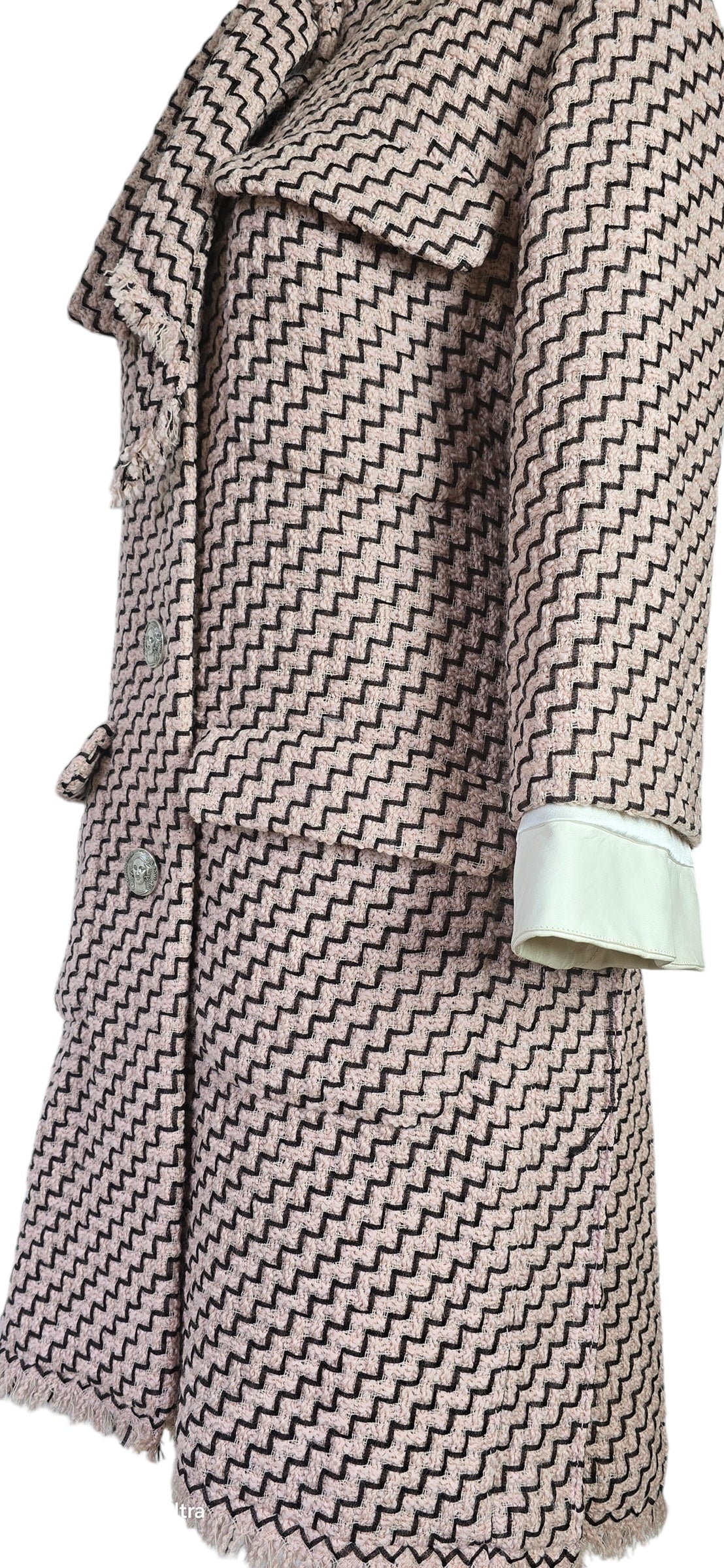 Chanel 16A Paris-Rome Runway Pink White Dress Coat FR 38