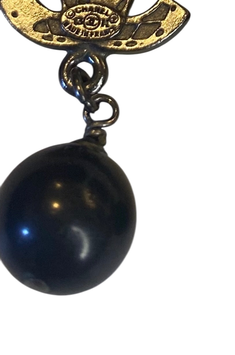 Chanel 13K ‘Globalization’ CC World Map Globe Black Ruthenium Drop Earrings