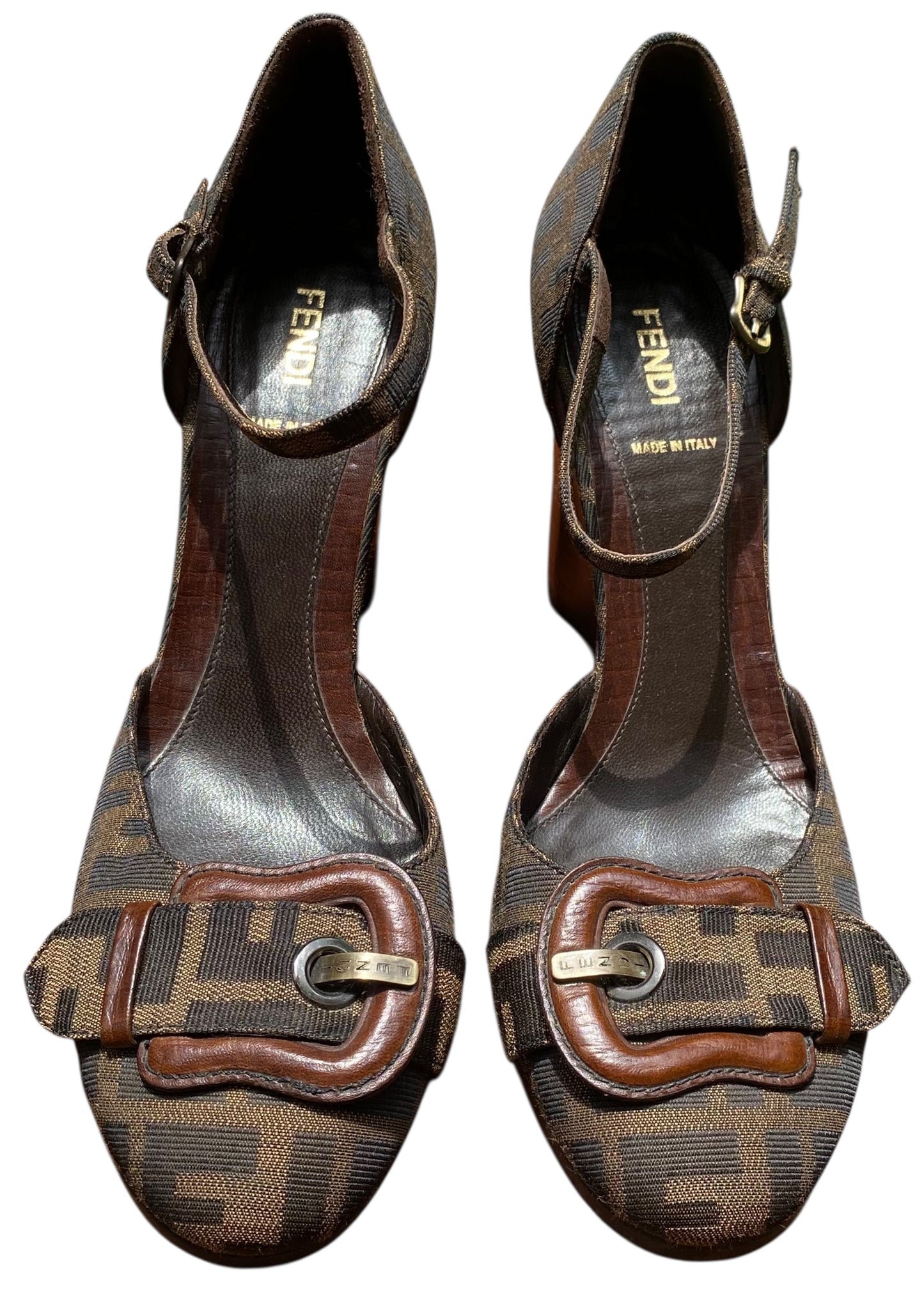 Fendi Zucca FF Logo Canvas D'Orsay Pumps Size 40