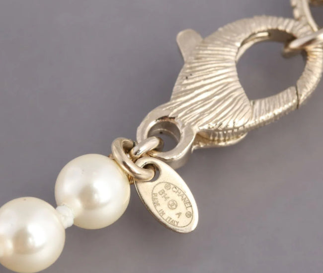 Chanel 14A Supermarket Collection Classic Pearl CC Long Strand Gold Tone Necklace