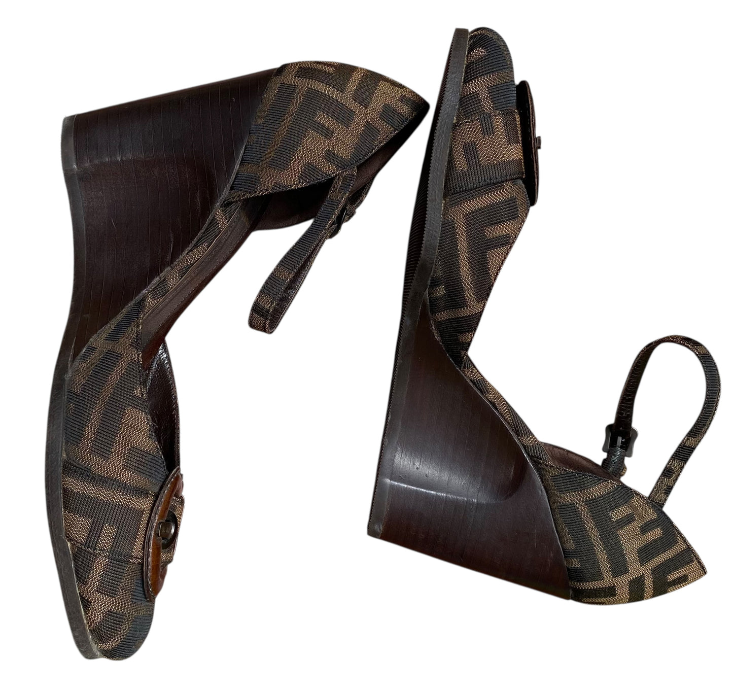 Fendi Zucca FF Logo Canvas D'Orsay Pumps Size 40
