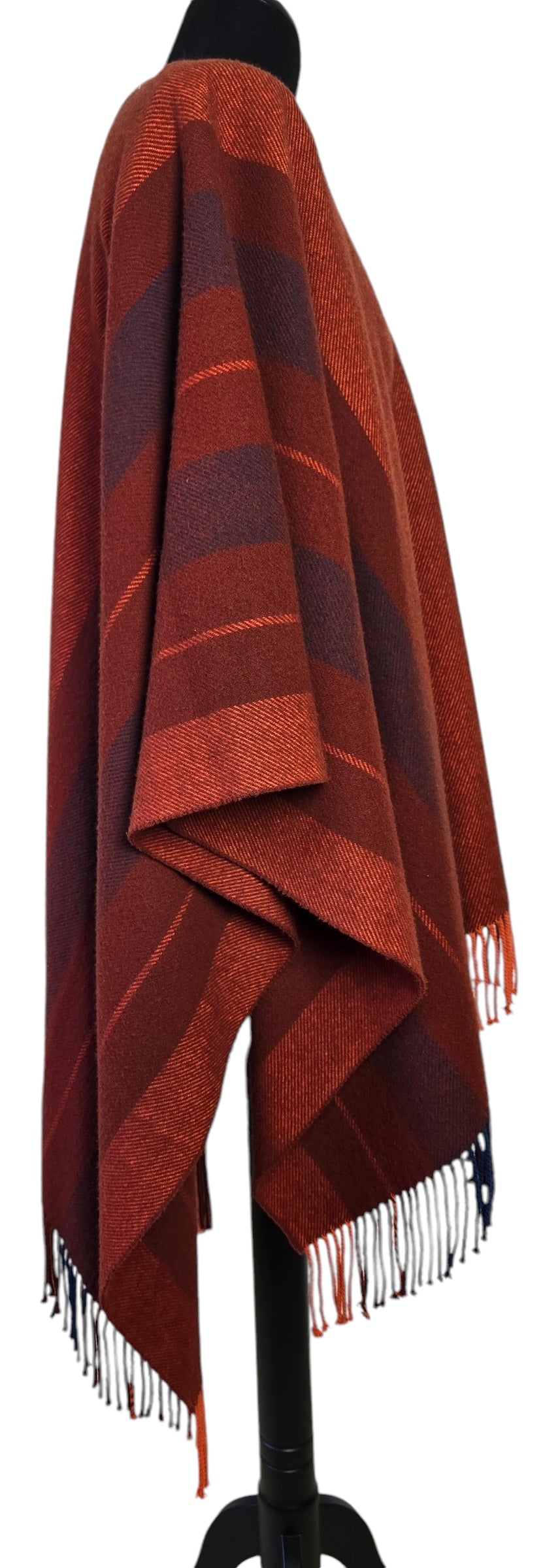 Hermes Cashmere Wool Red Rocabar Bivouac Poncho Cape