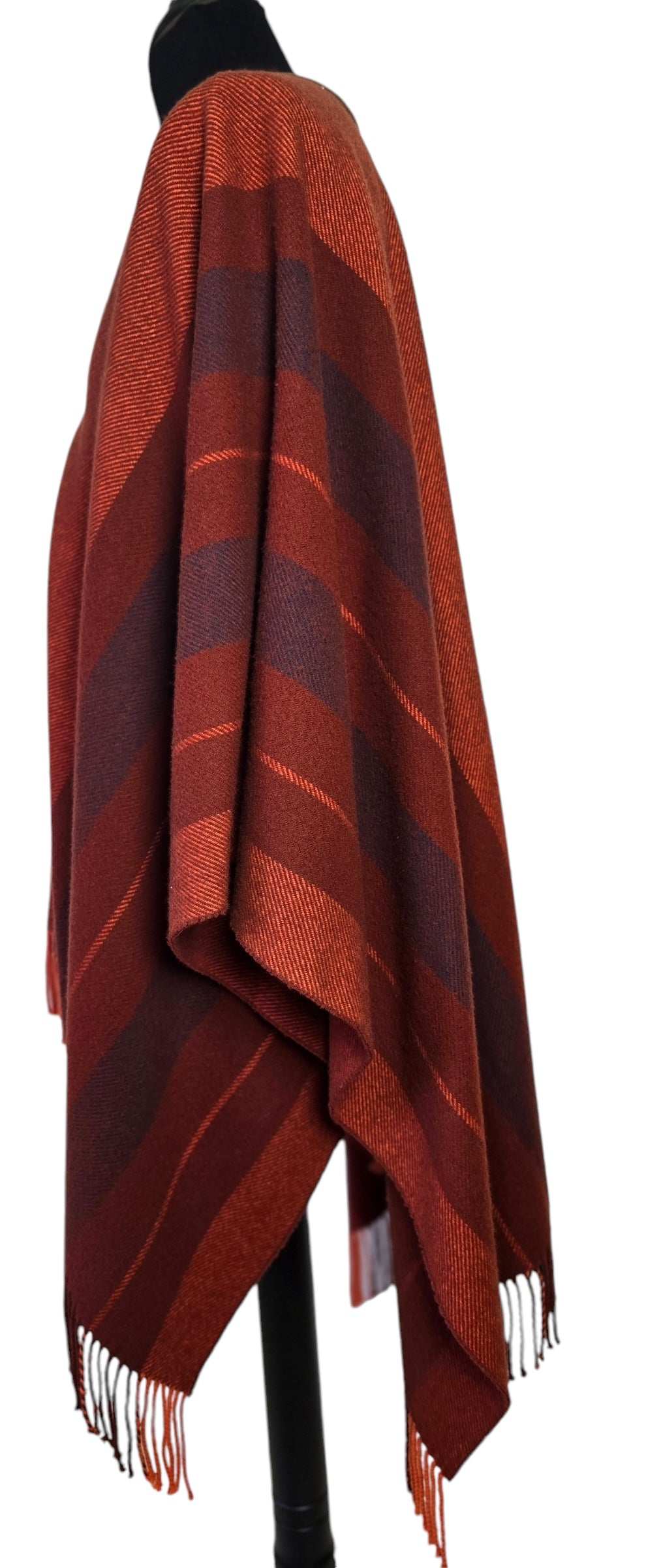 Hermes Cashmere Wool Red Rocabar Bivouac Poncho Cape