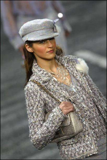 Chanel 04A Runway Baby Pink Light Grey Fantasy Tweed Jacket FR 38