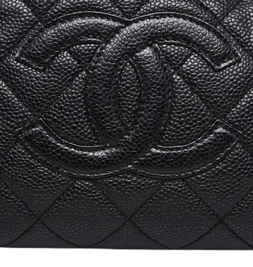 Chanel PPT Black Quilted Caviar Leather Petite Timeless Shopping Tote Bag GHW