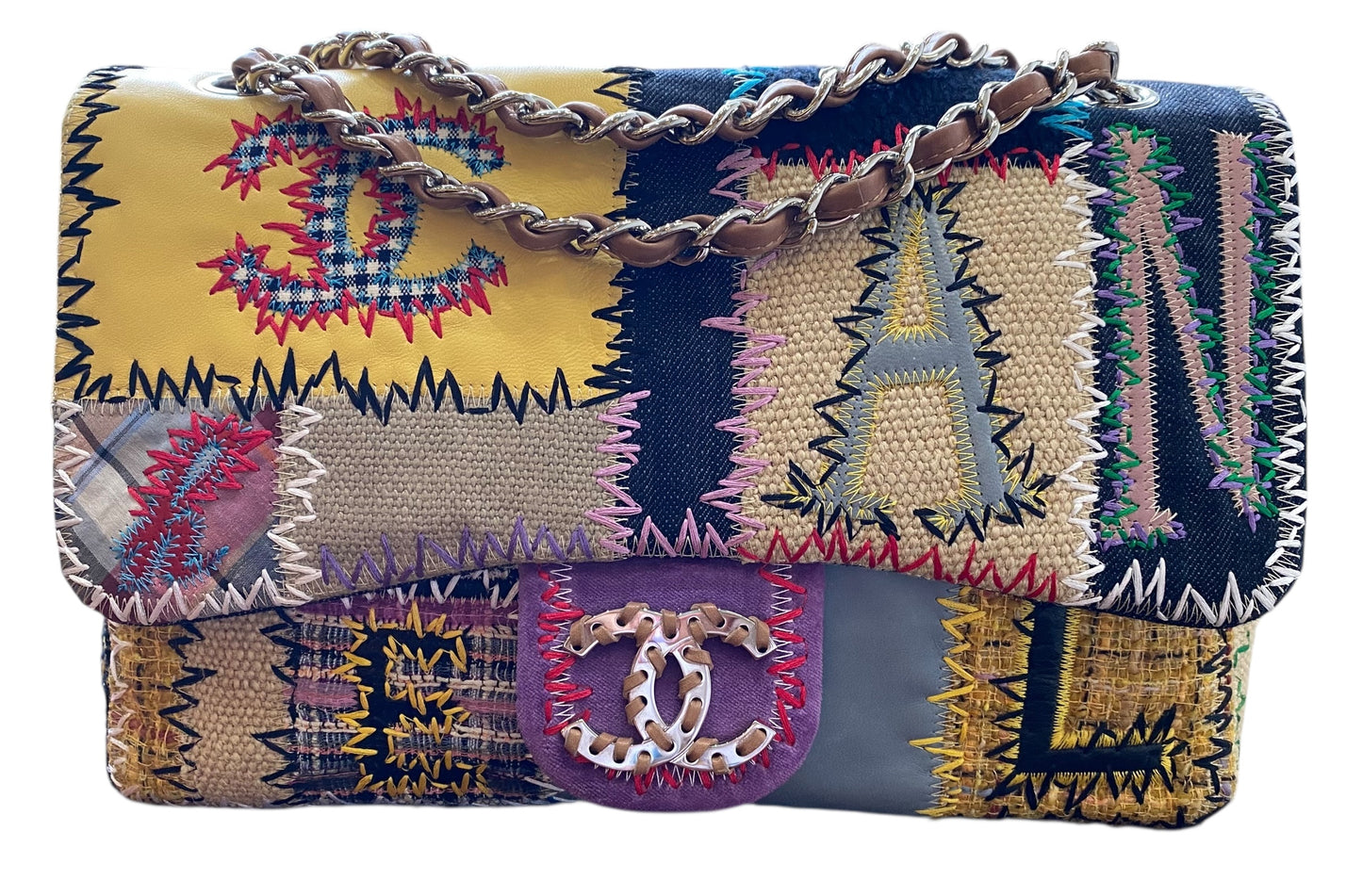 Chanel 2011 Jumbo Patchwork Multicolor Classic Flap Bag