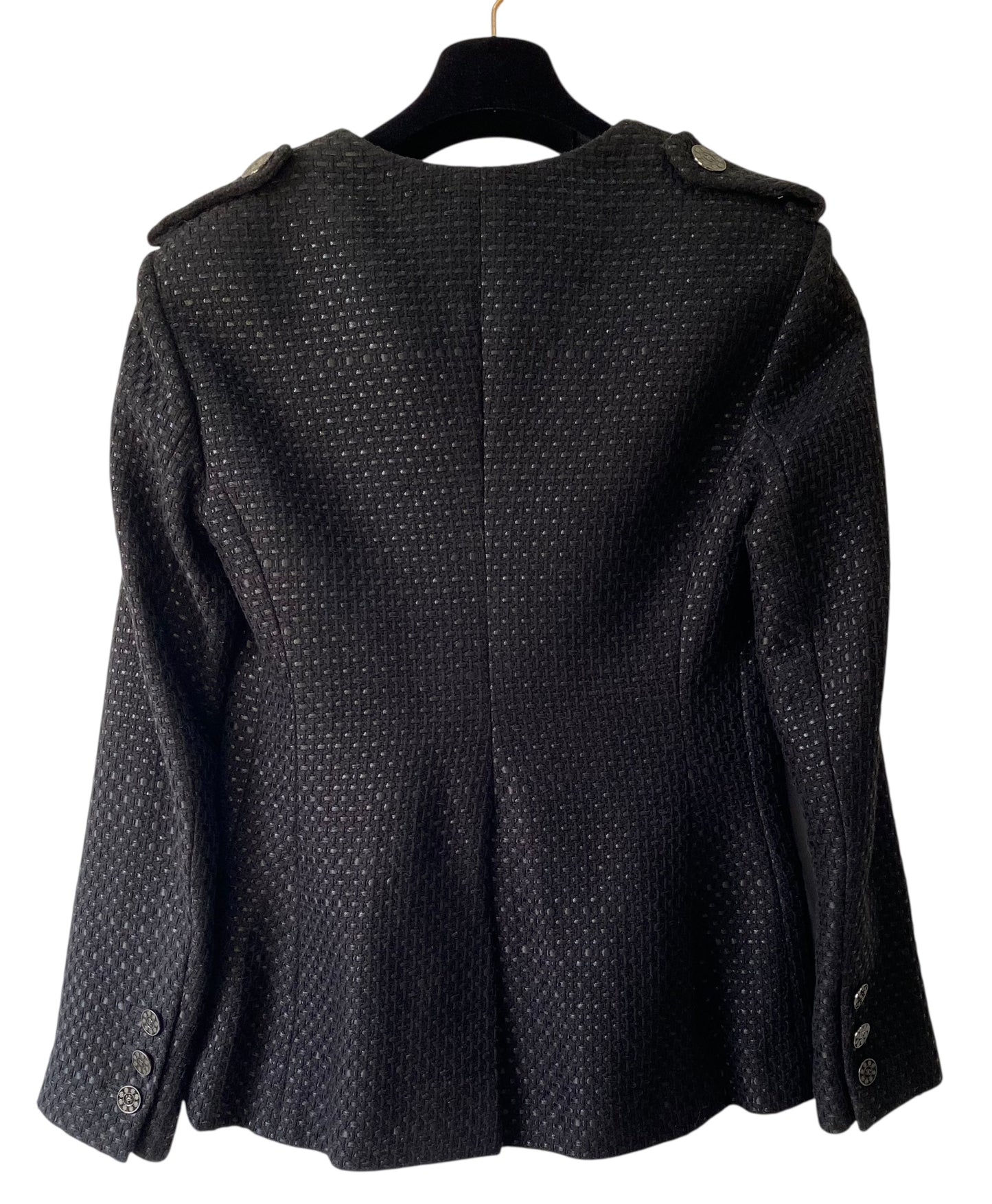 Chanel 16C Timeless Paris Seoul Black Tweed Jacket FR 40