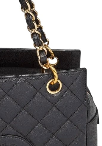 Chanel PPT Black Quilted Caviar Leather Petite Timeless Shopping Tote Bag GHW
