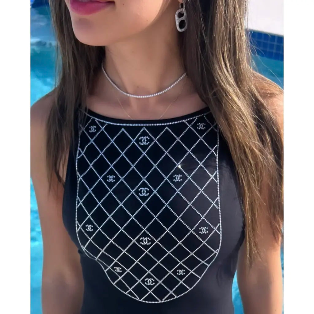 Chanel 23C One Piece Swim Bathing Suit Body Suit FR 38