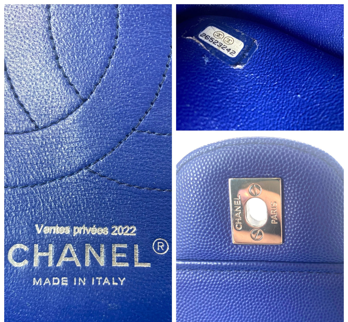 Chanel 2019 Caviar Royal Blue Jumbo Chevron Double Flap Timeless Classic Bag SHW