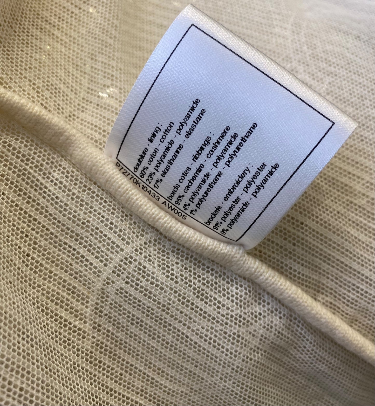 Rare Chanel 22S CC Sequin Cream Iridescent Vest Mini Dress Waistcoat Cardigan FR 40