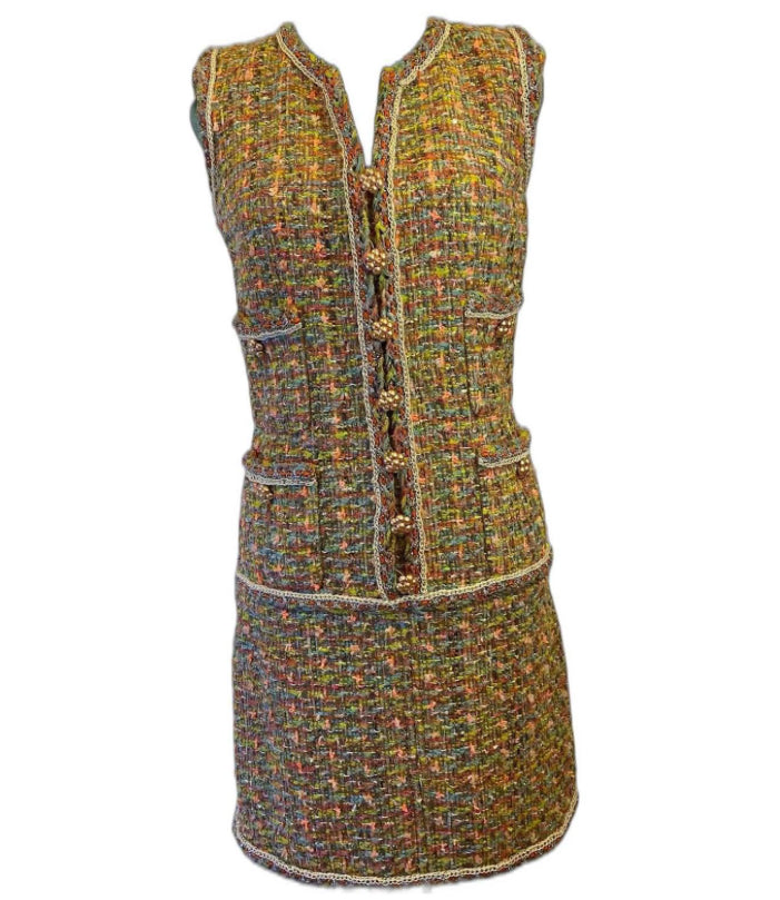 Chanel 14P Multicolor Fantasy Tweed Runway Dress FR 38/40