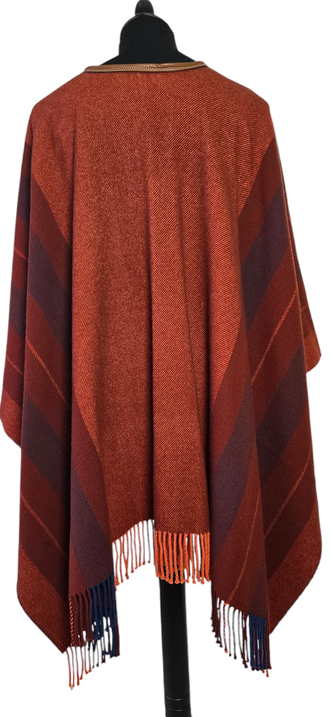 Hermes Cashmere Wool Red Rocabar Bivouac Poncho Cape