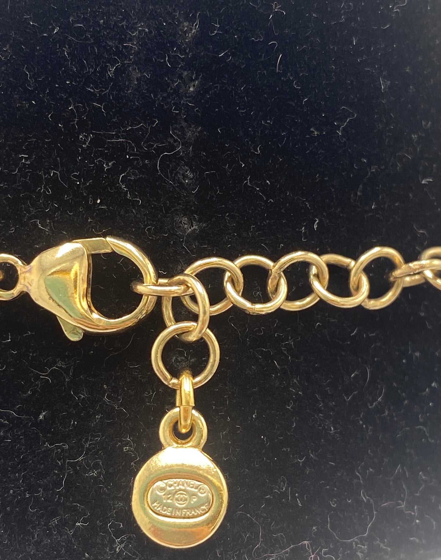 Chanel 12P Multi Strand Pink Swarovski Crystal Gold CC Necklace