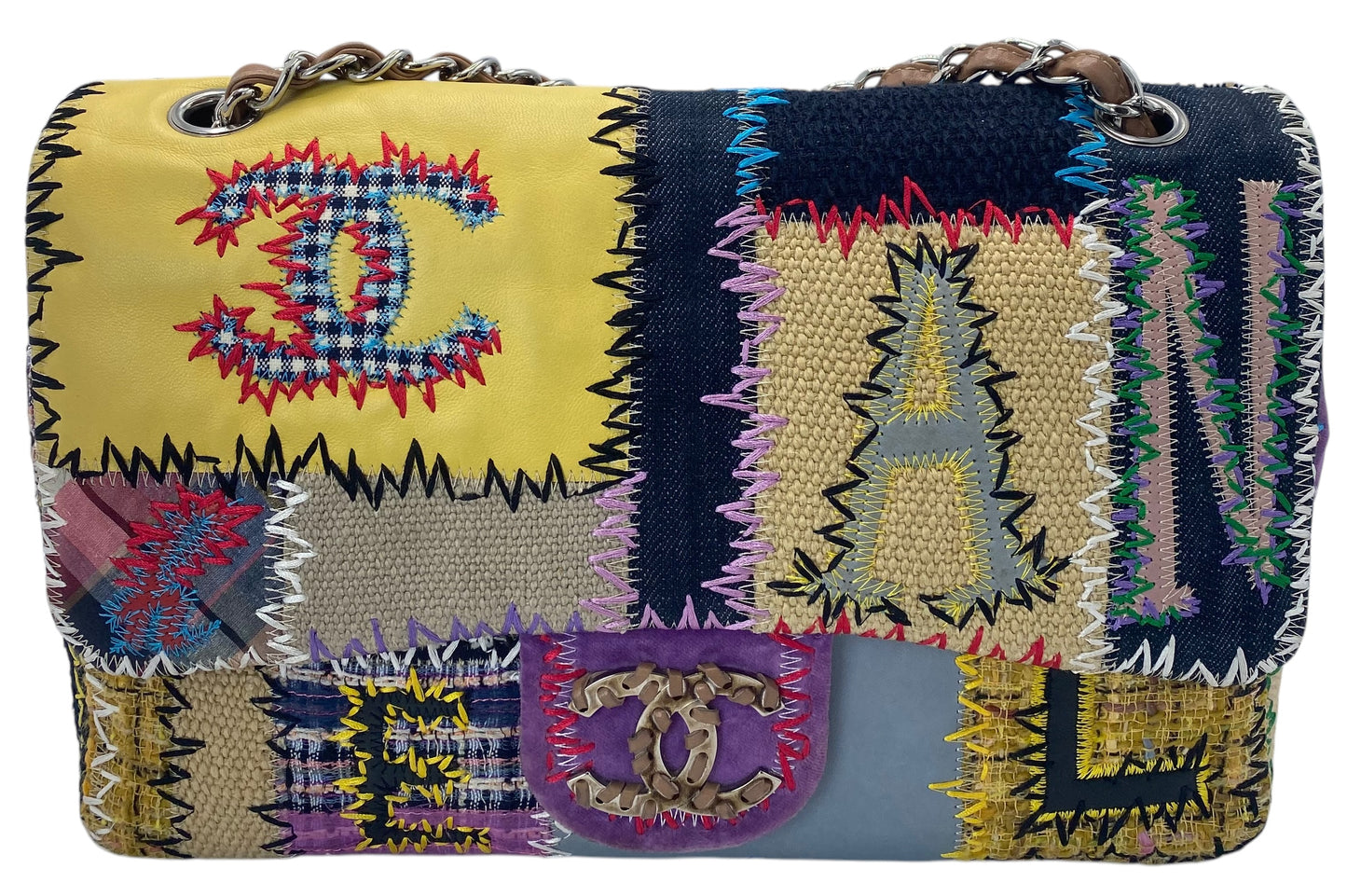 Chanel 2011 Jumbo Patchwork Multicolor Classic Flap Bag