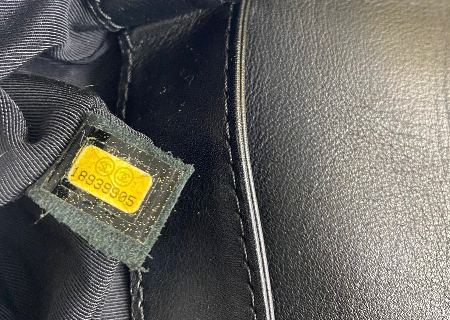 Chanel 13A Enchained Boy Bag Black Leather Old Medium Flap Bag