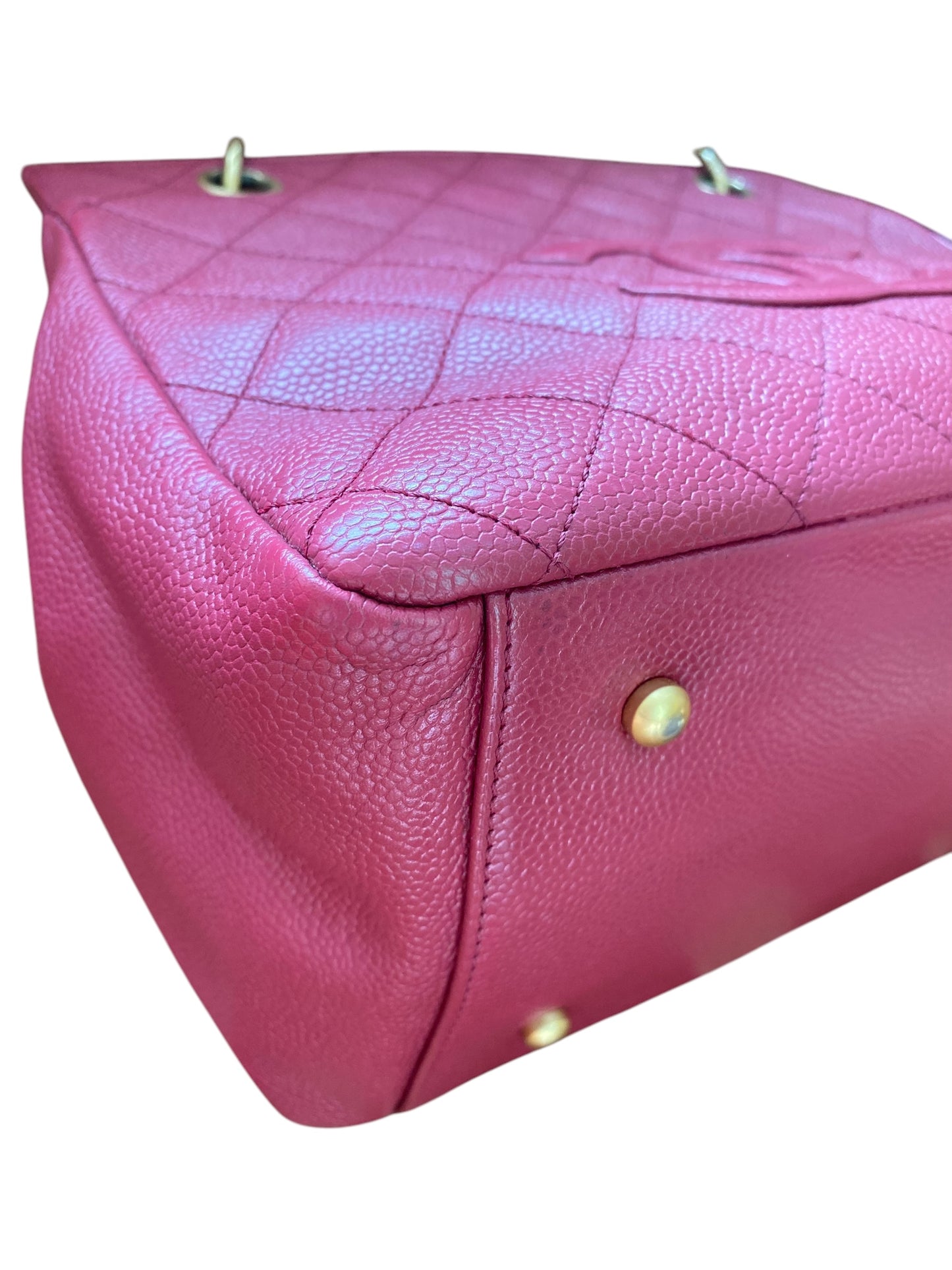 Chanel PPT Pink Raspberry Quilted Caviar Leather Petite Timeless Shopping Tote Bag
