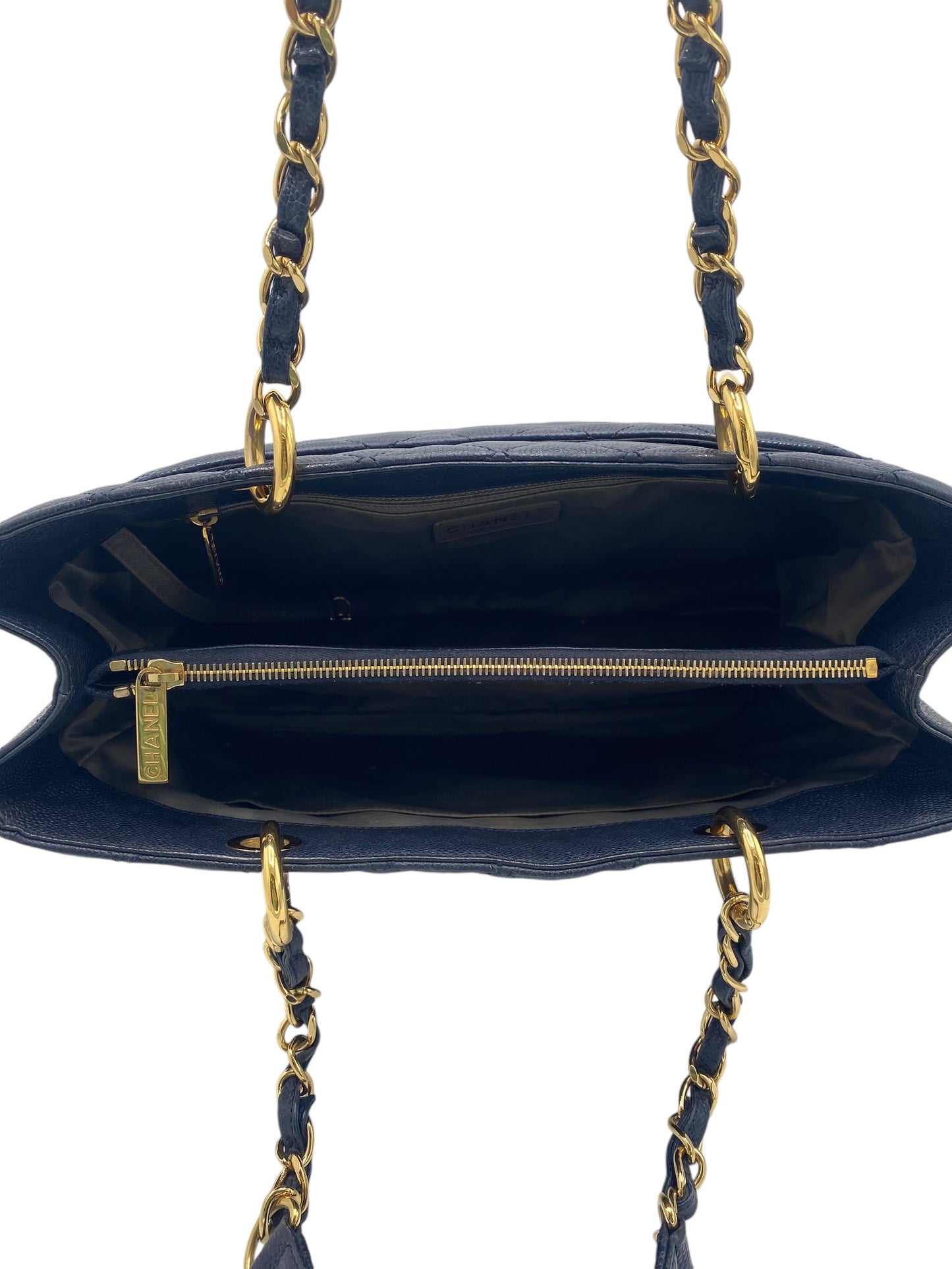 Chanel Dark Navy Blue Caviar GST Grand Shopping Tote Gold Hardware GHW