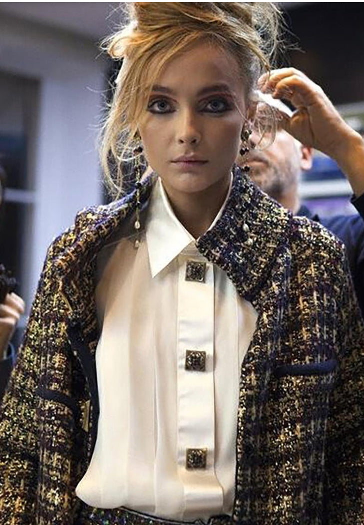 Chanel 11A Paris-Byzance Tweed Long Coat FR 44