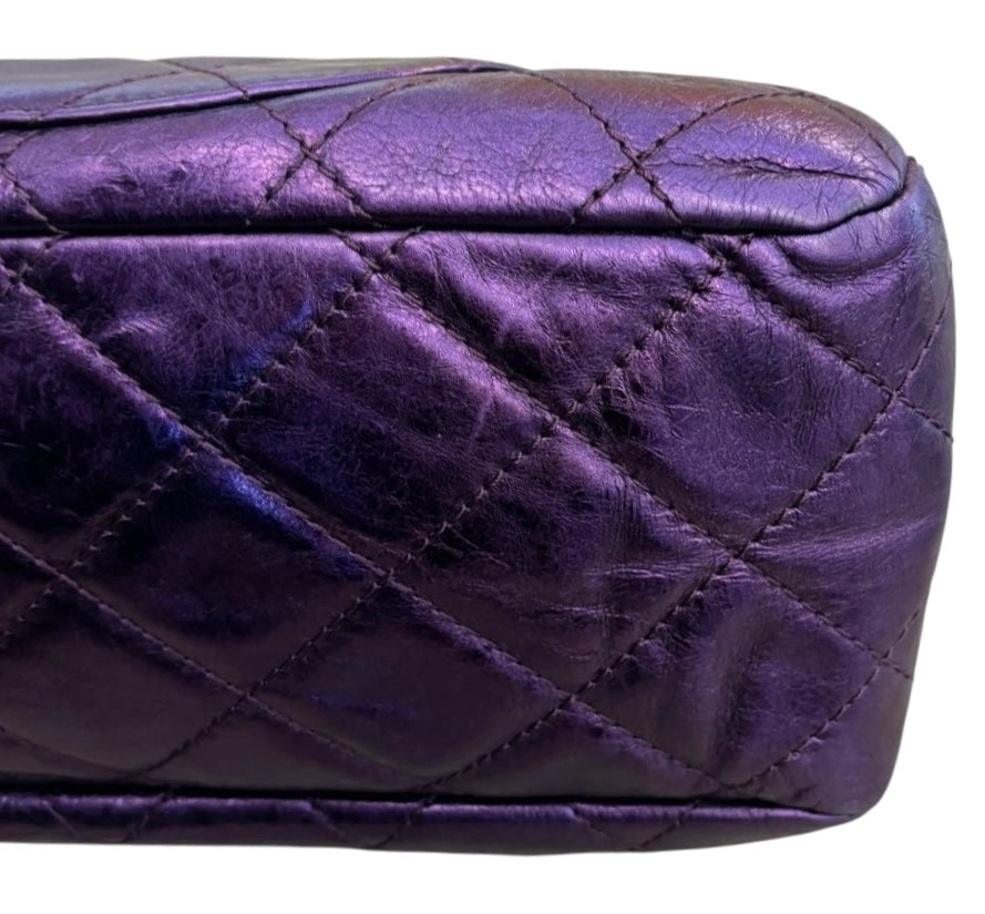 Chanel Metallic Royal Purple Quilted Leather Reissue 2.55 Classic 228 Maxi Flap Bag