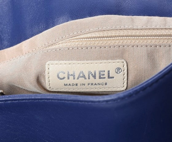 Chanel 13C Blue Lambskin Quilted Large Trianon Messenger Flap Handbag