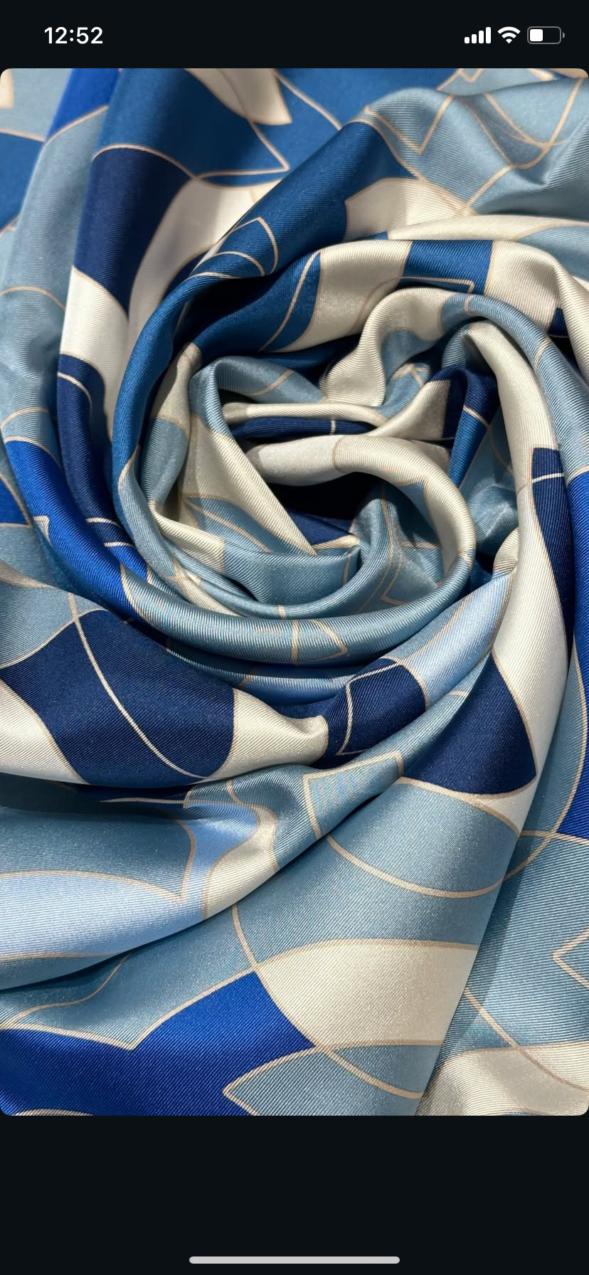 Chanel 2024 Large Blue CC Logo Silk Scarf