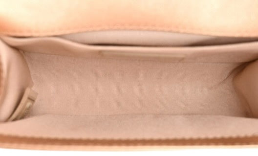 Chanel 15C Paris Dubai Rose Gold Metallic Calfskin Perforated Small Boy Flap Bag