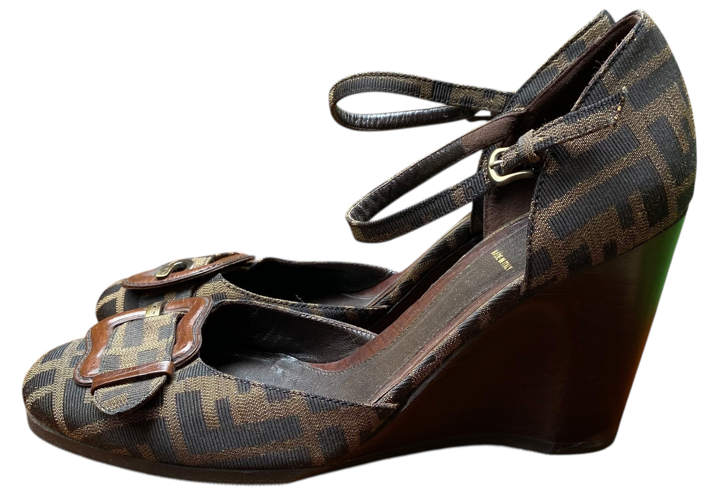 Fendi Zucca FF Logo Canvas D'Orsay Pumps Size 40