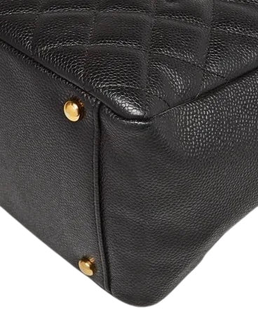 Chanel PPT Black Quilted Caviar Leather Petite Timeless Shopping Tote Bag GHW