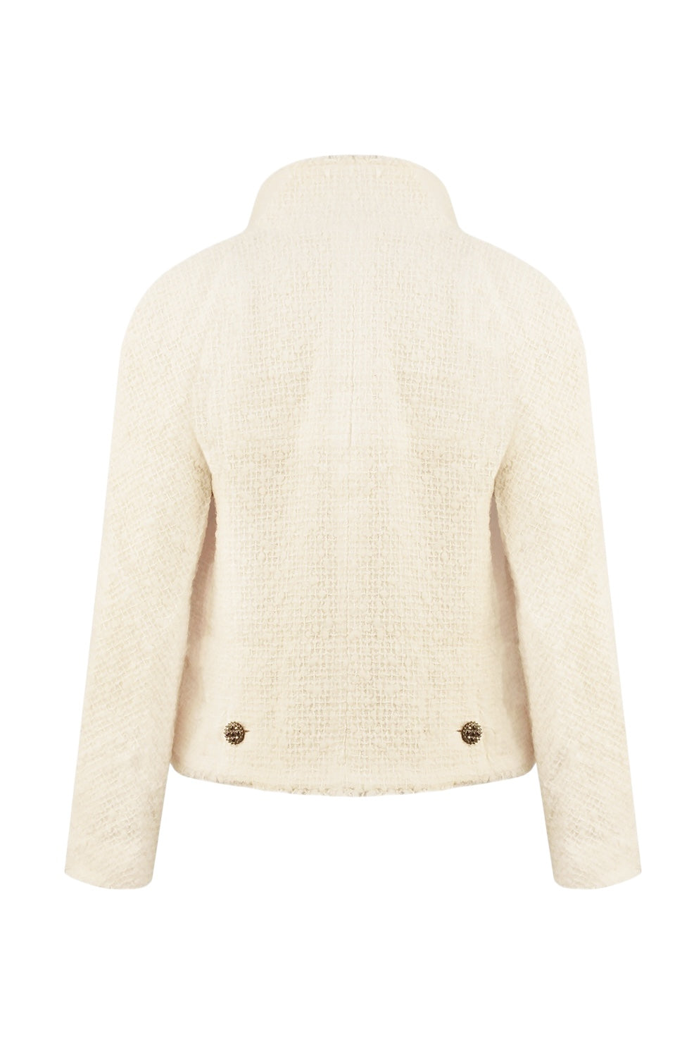 CHANEL 13A PARIS EDINBURGH ECRU TWEED JACKET GRIPOIX BUTTONS FR 44