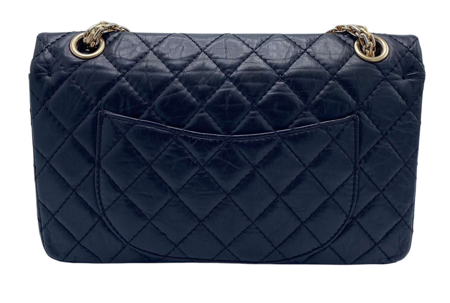 Chanel Black Quilted Aged Calfskin 2.55 Reissue 225 Small Double Flap Bag Gold Hardware
