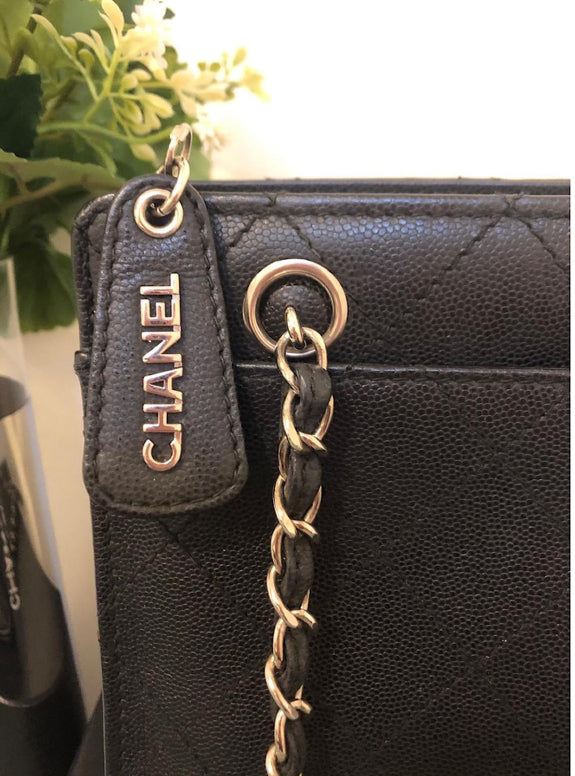 Chanel Vintage 1998 Black Caviar Leather Medium Tote with Silver Hardware