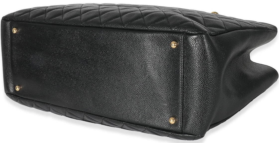 Chanel Black Caviar Quilted XL Grand Shopping Tote GST Gold Hardware