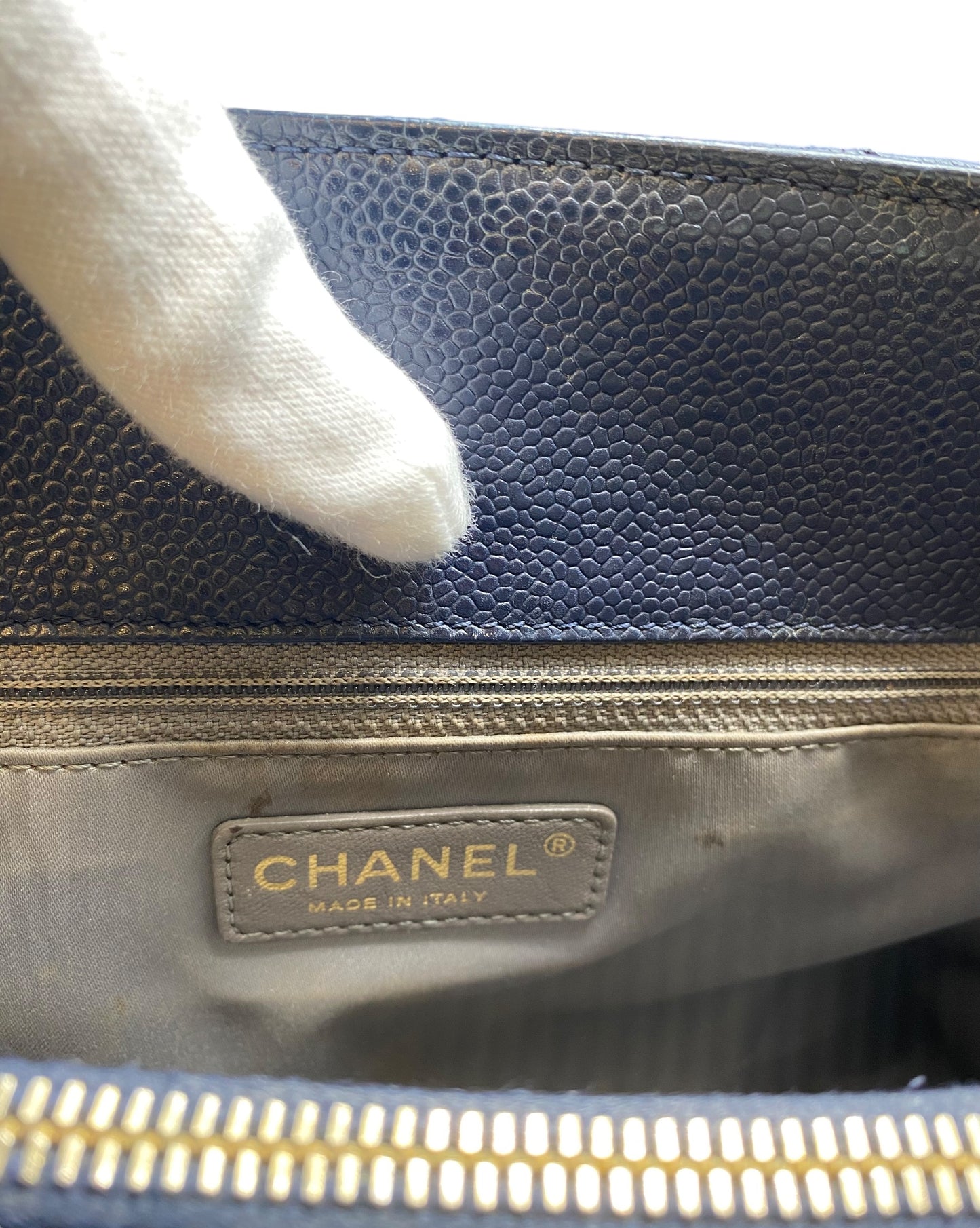Chanel Dark Navy Blue Caviar GST Grand Shopping Tote Gold Hardware GHW