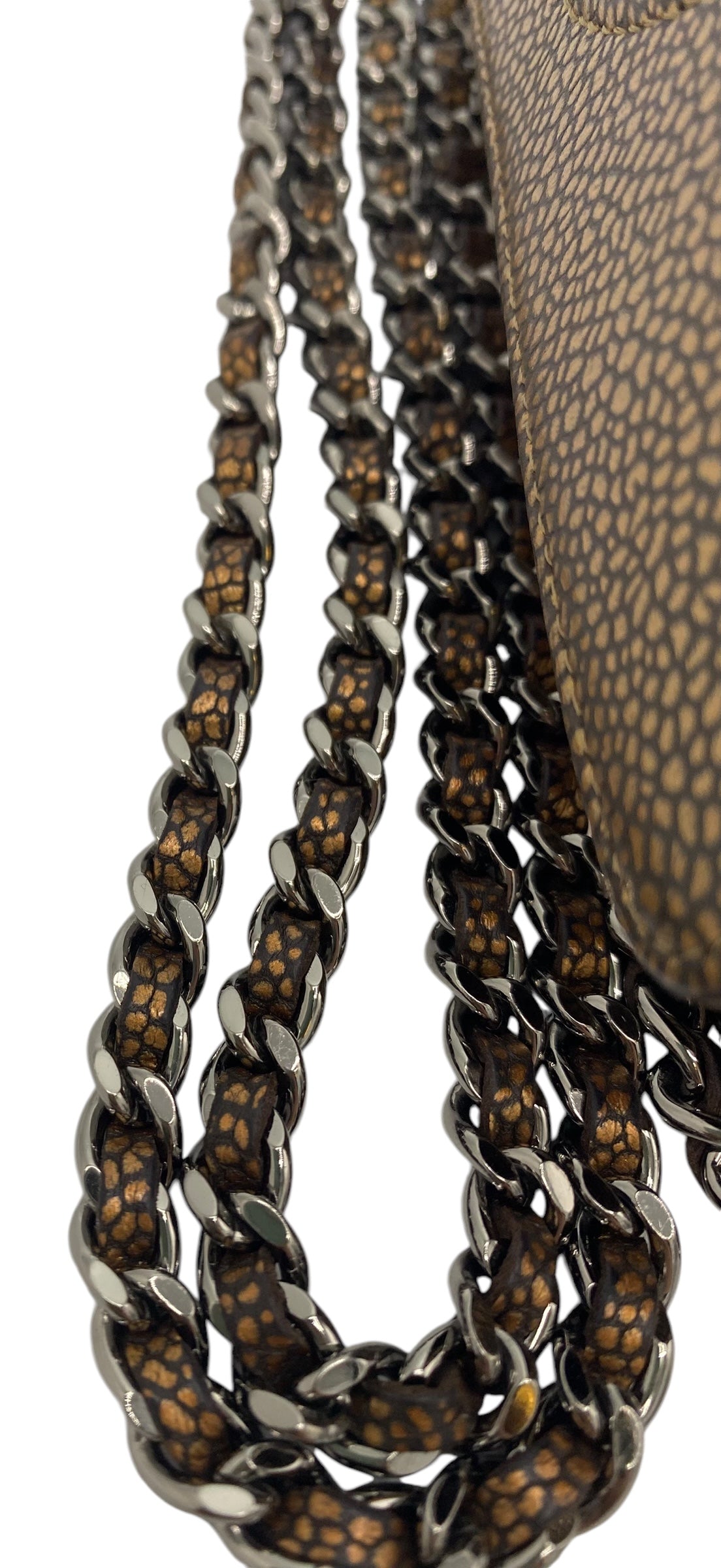 Chanel Gold Bronze Metallic Caviar Timeless Wallet on Chain Double CC WOC