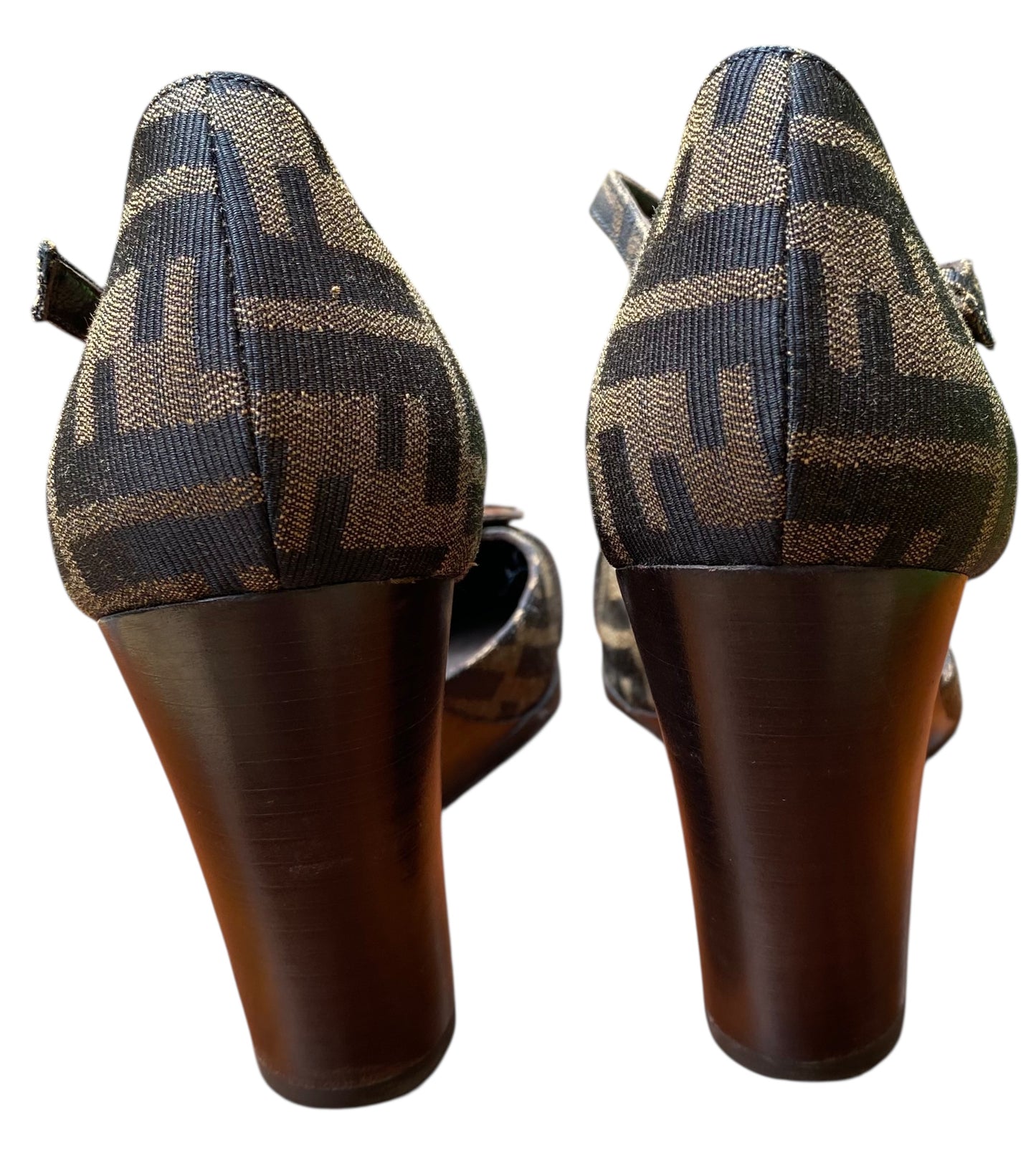 Fendi Zucca FF Logo Canvas D'Orsay Pumps Size 40