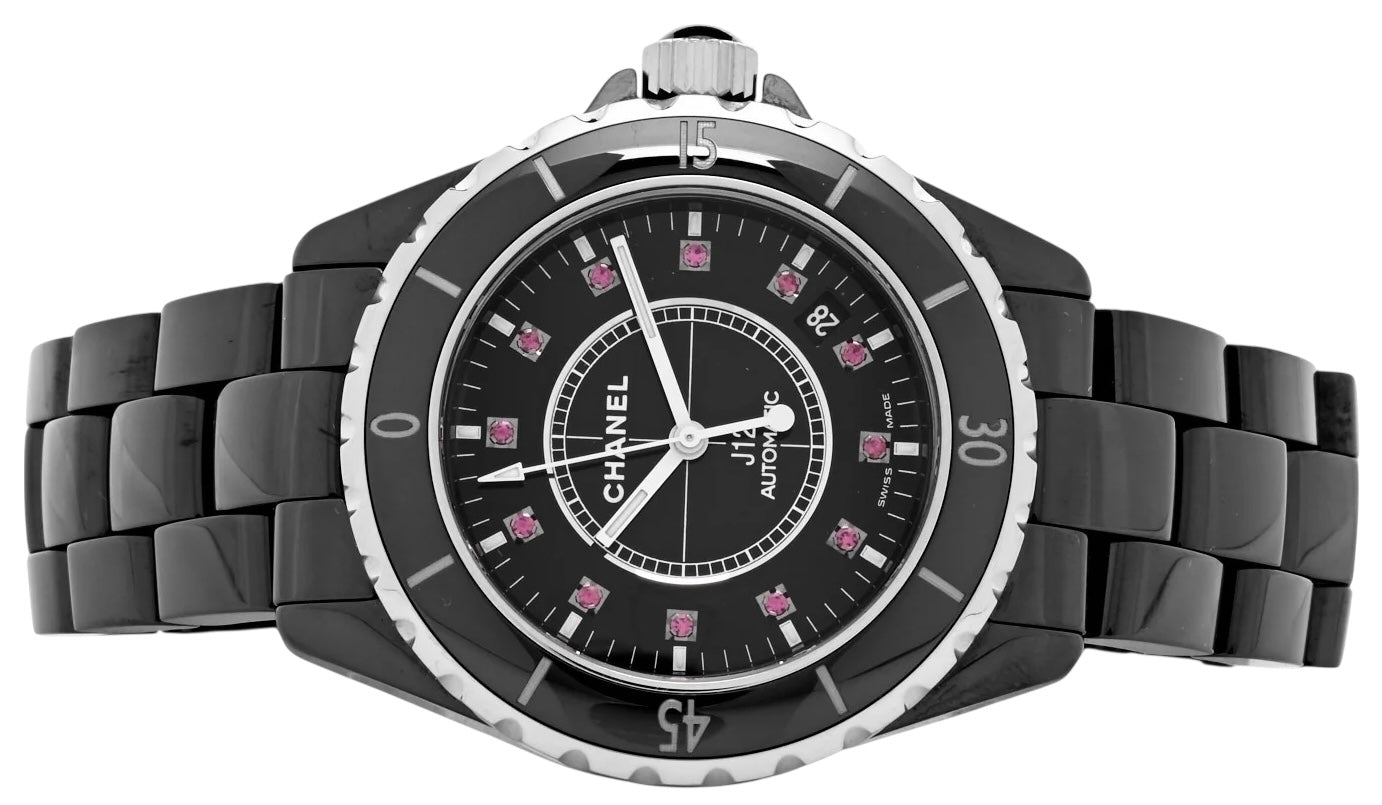 Chanel Black Ceramic Ruby 38mm (Large Bezel) J12 Automatic Watch