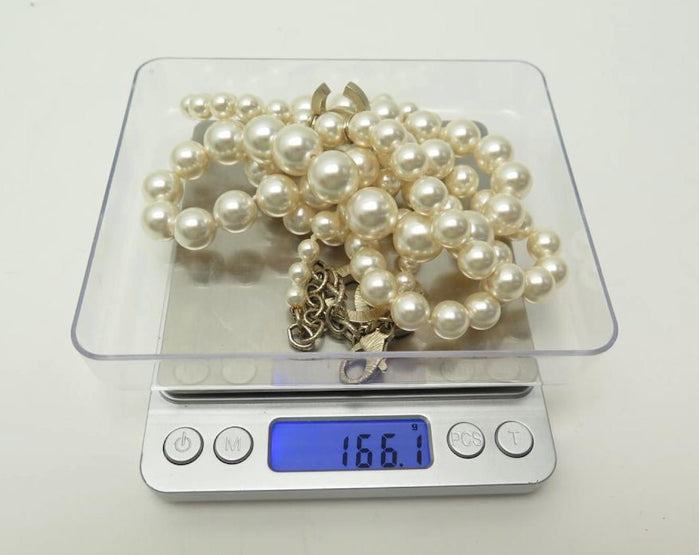 Chanel 14A Supermarket Collection Classic Pearl CC Long Strand Gold Tone Necklace