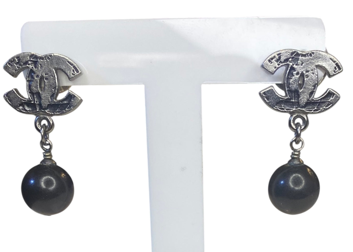 Chanel 13K ‘Globalization’ CC World Map Globe Black Ruthenium Drop Earrings