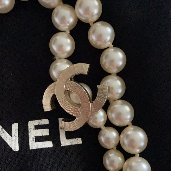 Chanel 14A Supermarket Collection Classic Pearl CC Long Strand Gold Tone Necklace