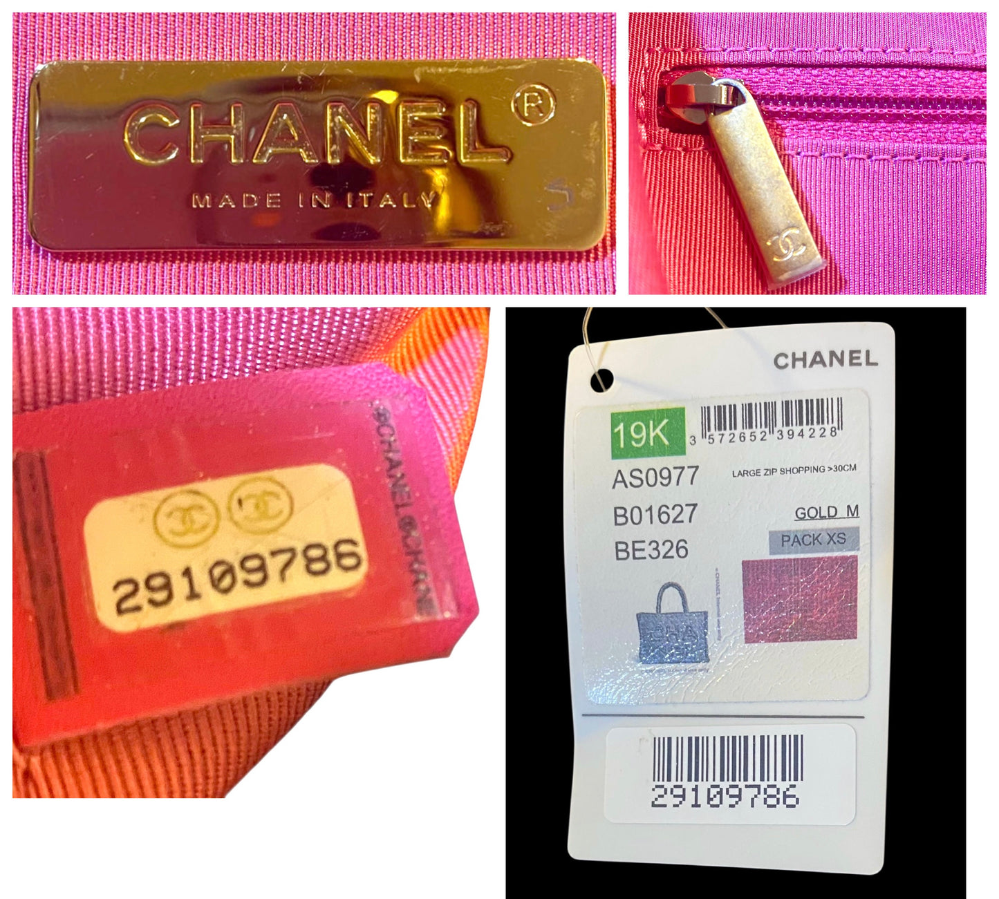 Chanel 19K Large Giant Logo Pink Tweed Shopping Tote Bag GHW