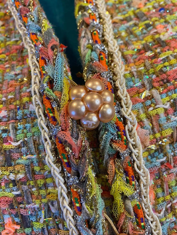 Chanel 14P Multicolor Fantasy Tweed Runway Dress FR 38/40
