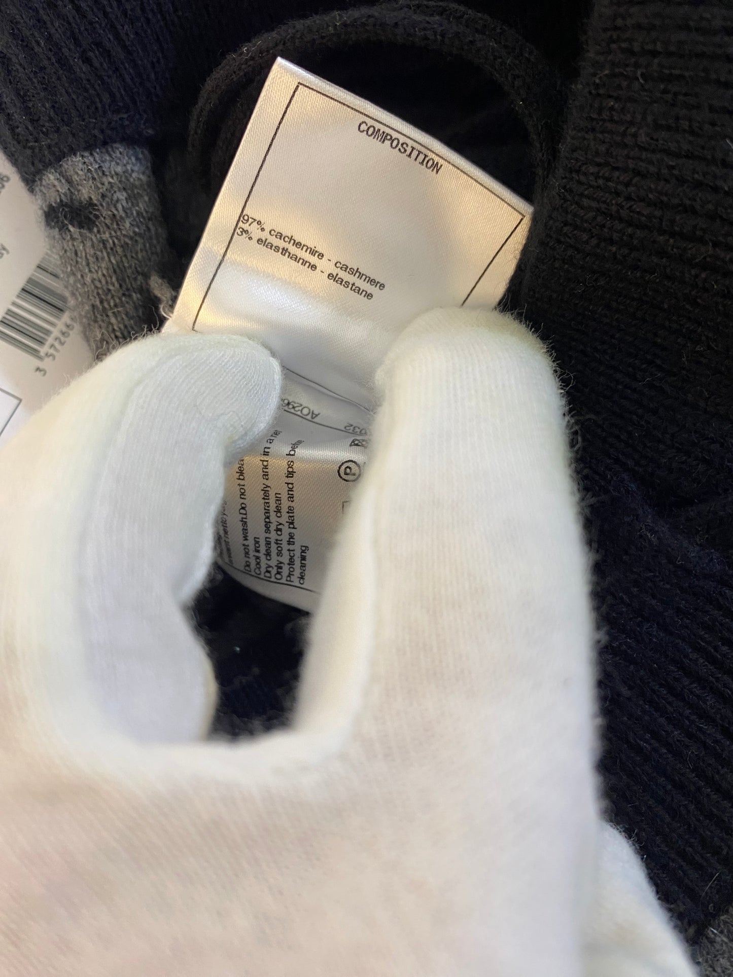 NWT Chanel Logo 21N Coco Neige Black Grey Cashmere Bottoms Lounge Pants FR 38
